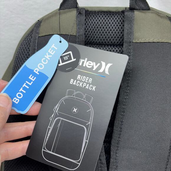 New Hurley Rider Backpack - Army Green - Perfect Gift! - Picture 8 of 13